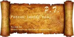 Petres Teofánia névjegykártya